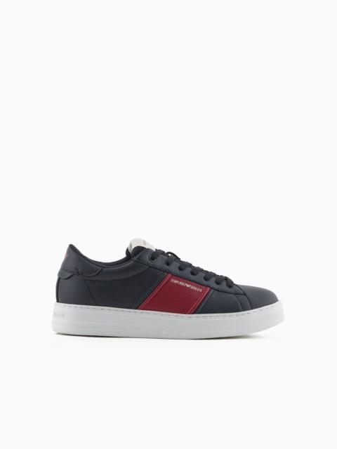 EMPORIO ARMANI Leather sneakers with logo detail