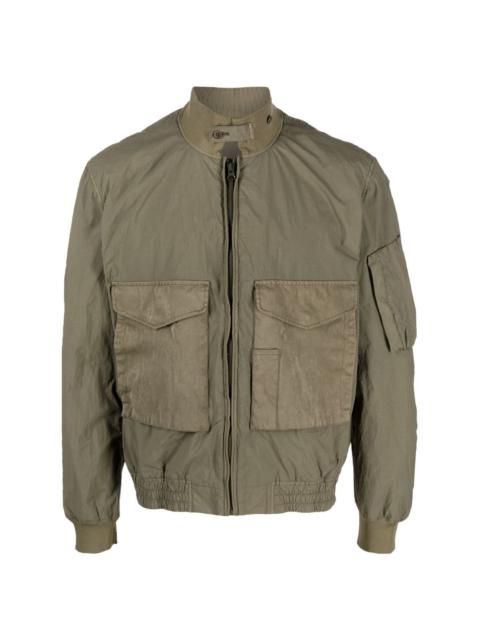 zip-up crinkled bomber jacket