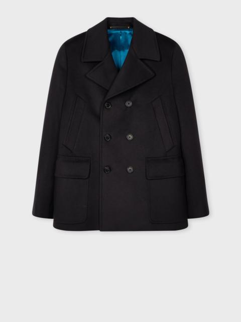 Paul Smith Dark Navy Wool And Cashmere-Blend Pea Coat