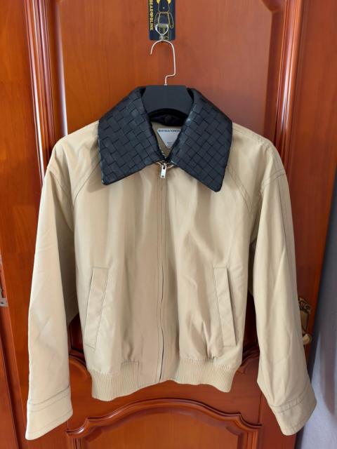 Bottega Veneta Bottega Veneta Braided Leather Collar Khaki Jacket