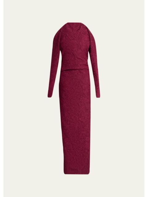 Proenza Schouler Lina Crushed Silk Habotai Long-Sleeve Halter Gown