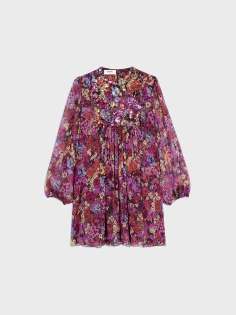CELINE embroidered mini folk dress IN silk crepon