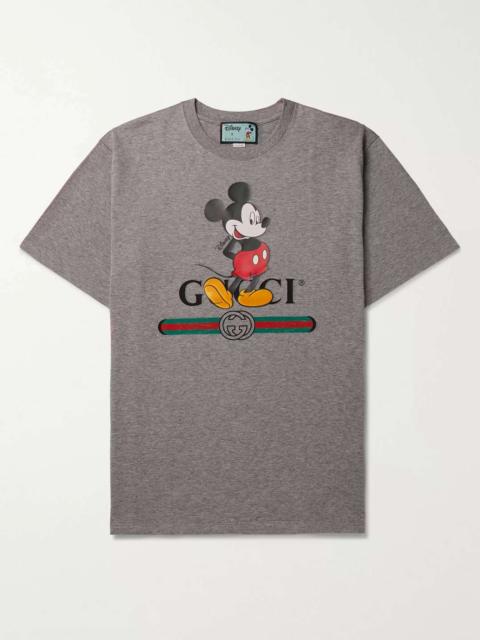 GUCCI + Disney Logo-Print Mélange Cotton-Jersey T-Shirt