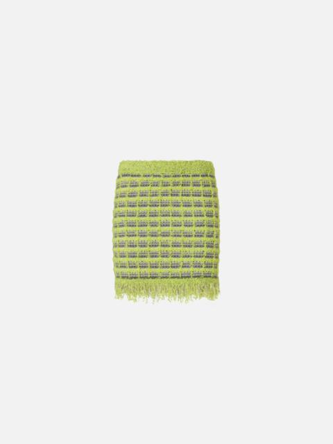 PINKO MINI SKIRT IN BASKETWEAVE AND FRAYED KNIT