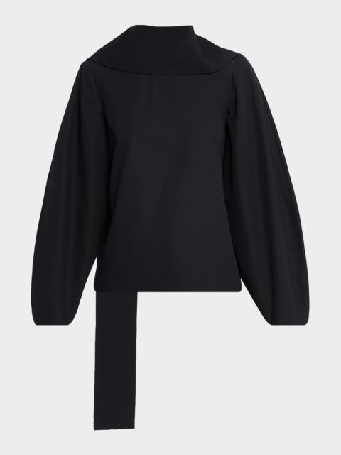 BRANDON MAXWELL The Quinn Poplin Scarf-Neck Top