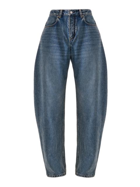 Alaïa Round Mid-Rise Barrel-Leg Jeans medium wash