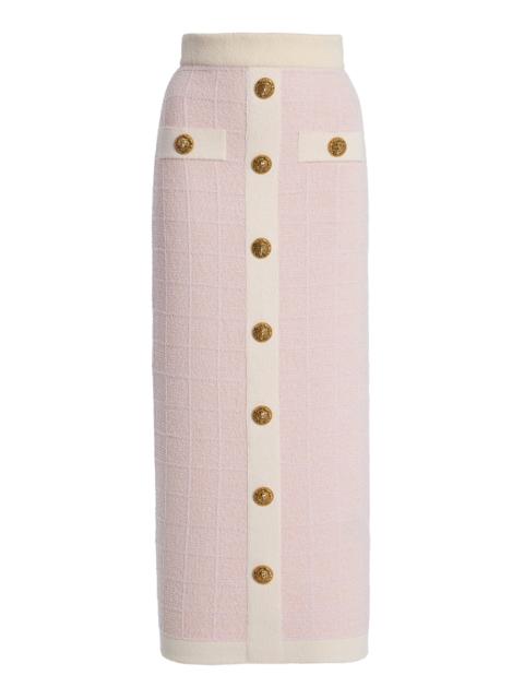 Balmain Tweed Long Skirt pink