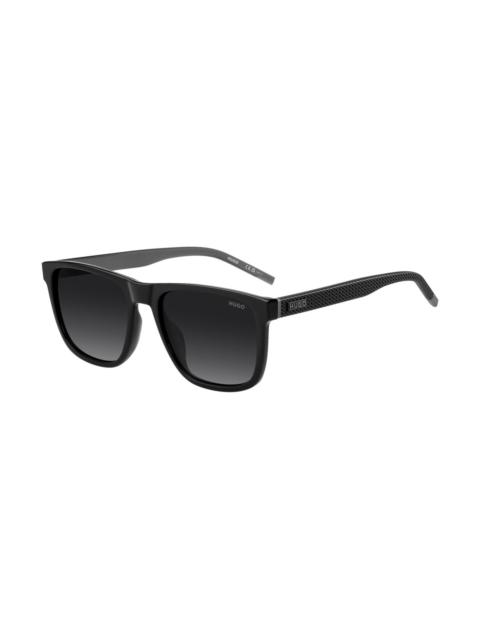 HUGO MATTE-BLACK SUNGLASSES WITH PATTERNED TEMPLES
