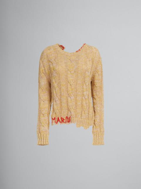 Marni YELLOW MOULINÉ JUMPER WITH NIBBLED EDGES
