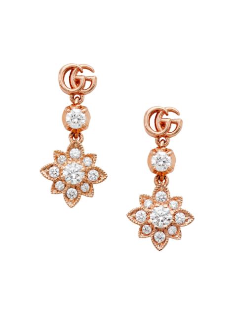 GUCCI Women's Flora 18K Rose Gold & Diamond Drop Earrings - Pink