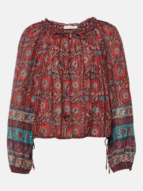 Silva printed cotton-blend blouse