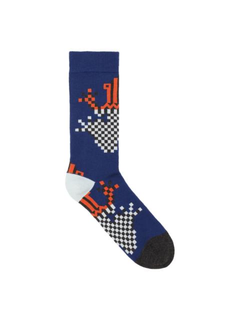 HENRIK VIBSKOV CROSS STITCH SOCK - PIXELATED BLUE FROG