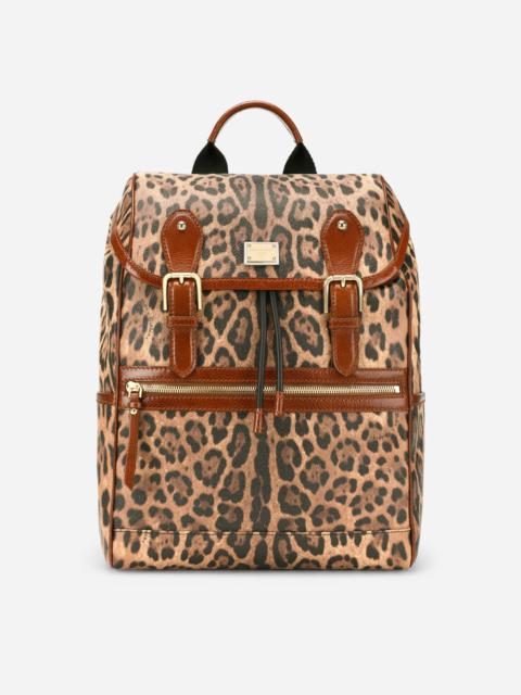 Dolce & Gabbana Leopard-print Crespo backpack with branded plate