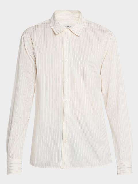 SIMKHAI Men & apos;s Mylo Hairline Stripe Evening Shirt
