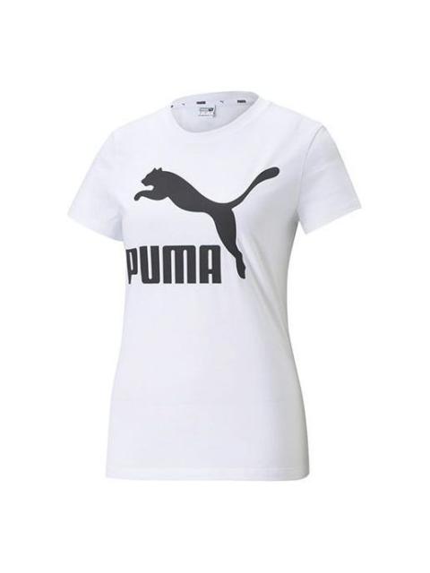 PUMA (WMNS) PUMA 로고 인쇄 둥근 목 백색 532281-02