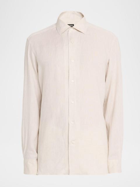 ZEGNA Men's Oasi Lino Button-Down Shirt