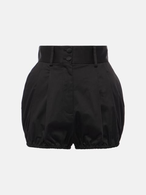 High-rise cotton-blend gabardine shorts