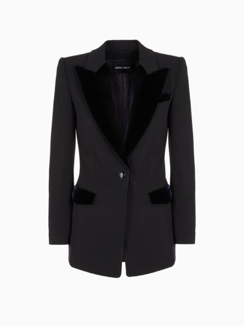 GIORGIO ARMANI Barathea wool and velvet single-breasted jacket