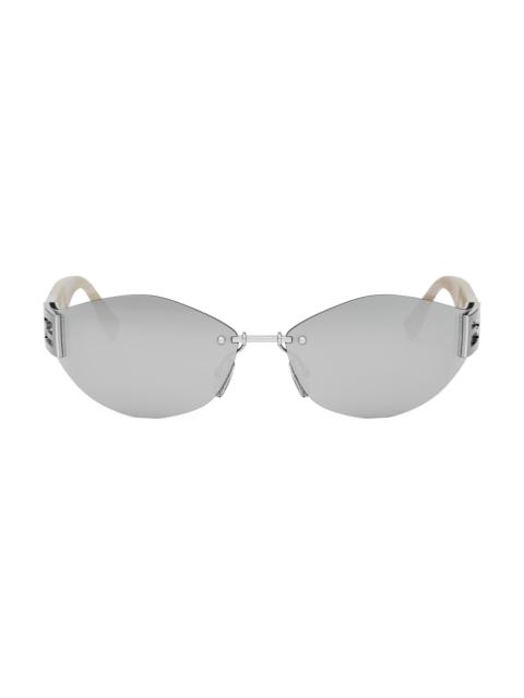 FENDI Women's Baguette 74MM Geometric Sunglasses - Offwhite Yellow Silver