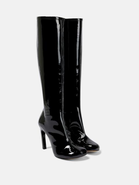 Patent leather knee-high boots