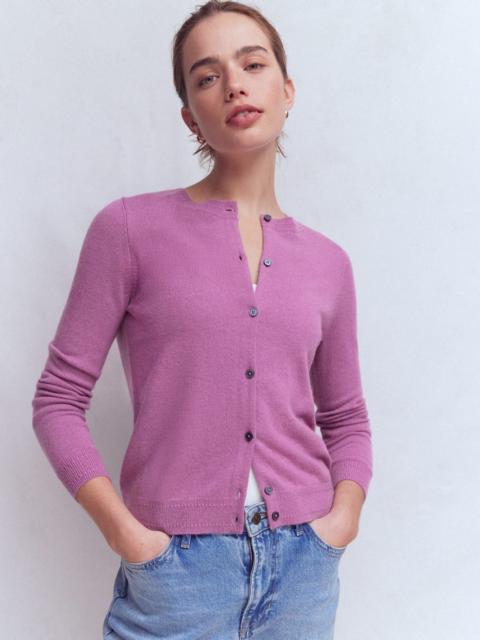 BODEN Eva Cashmere Crew Cardigan-Clover Purple