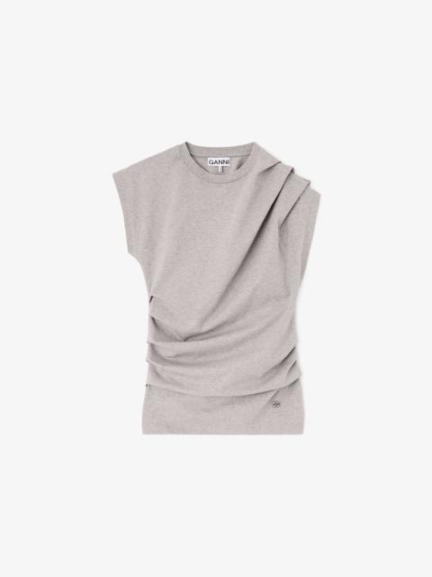 GANNI TOP IN DRAPED JERSEY