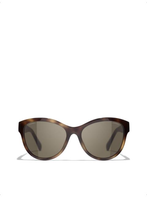 CHANEL CH5458 Pantos tortoiseshell-print round-frame acetate sunglasses