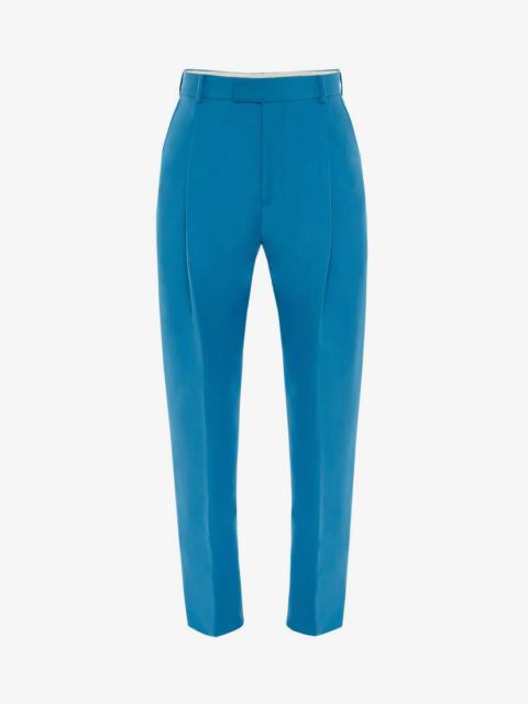 Alexander McQueen Wool Mohair Cigarette Trousers in Blue
