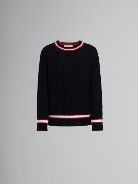 BLACK KNITTED CREWNECK SWEATER