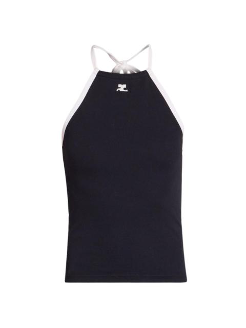courrèges Women's Contrast Tie-Back Tank - Black Heritage White