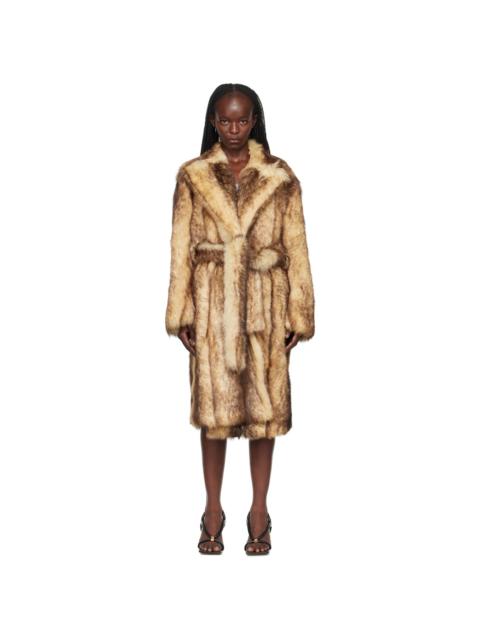 Bottega Veneta Beige Printed Faux-Fur Coat