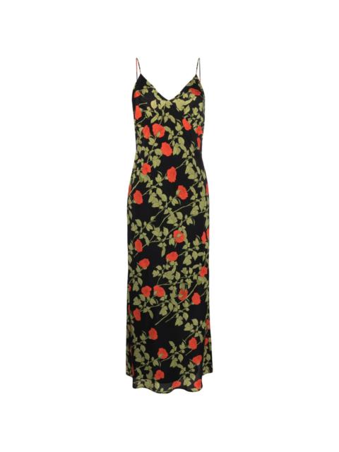 Jeannette rose-print silk maxi dress