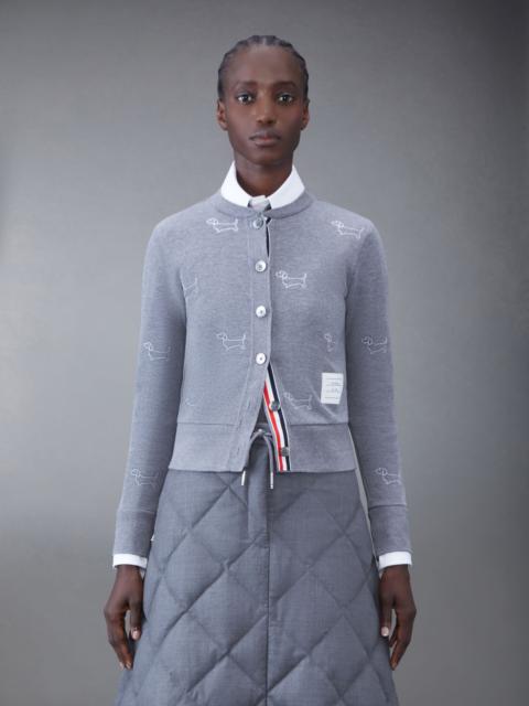 Thom Browne Cotton Interlock Hector Embroidery Crew Neck Cardigan