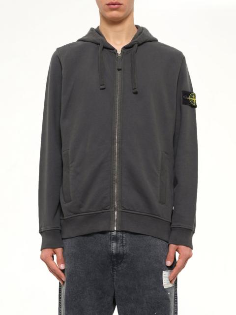 Stone Island 6100067 Brushed Cotton Zip-Up Hoodie in Lead Grey