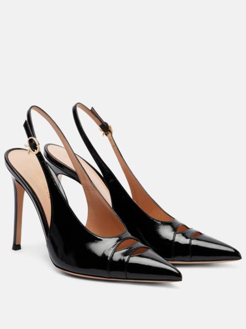 Gianvito Rossi Pointy 105 patent leather slingback pumps