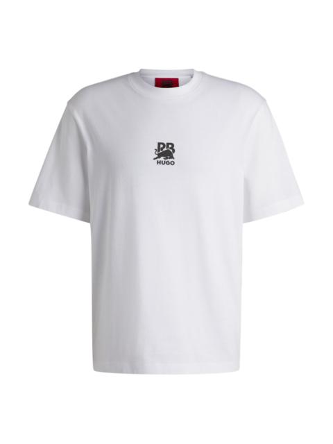 HUGO HUGO X RB COTTON-JERSEY T-SHIRT WITH CARBON STEALTH LOGO