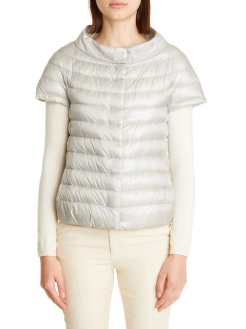 Emilia Cap Sleeve Quilted Down Jacket in 9402 /Silver