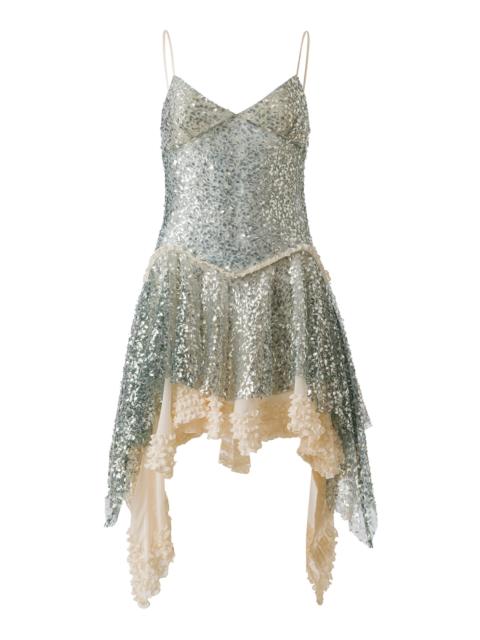 SIEDRÉS Miley Ruffled Sequined Mini Dress green