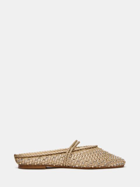 STEVE MADDEN ENNIE GOLD LEATHER RHINESTONES