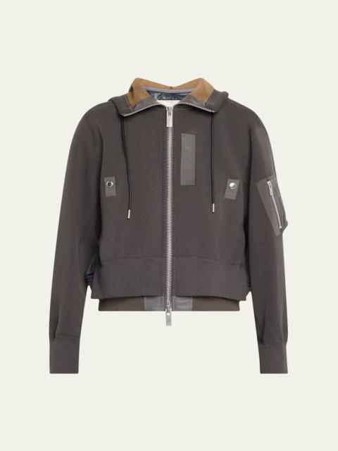 sacai Hybrid Zip-Up Drawstring Hooded Jacket