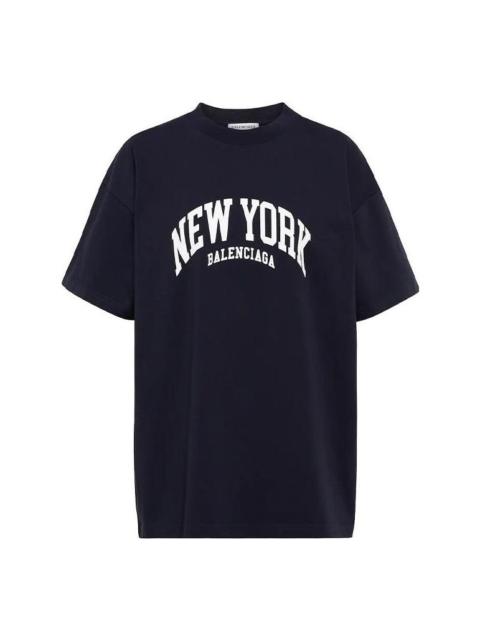 Balenciaga Cities New York T-Shirt Medium Fit 'Dark Blue' 612965TLVM23967