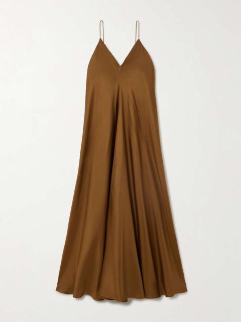 Silk-twill midi dress