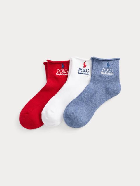 Polo Ralph Lauren Logo Rolled Ankle Sock 3-Pack
