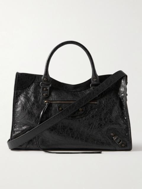 BALENCIAGA Le City Medium Arena Textured-Leather Tote Bag Black