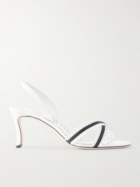 Manolo Blahnik Volusan 70 Ruffled Leather Sandals