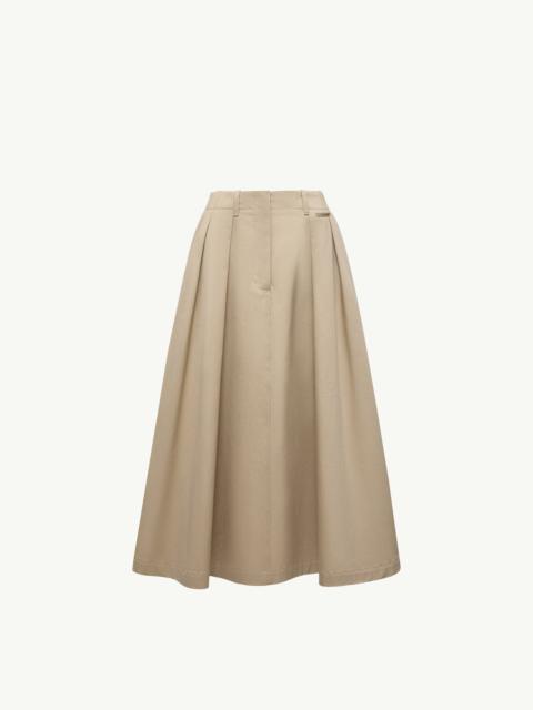 Moncler Logo Label Cotton Gabardine Midi Skirt