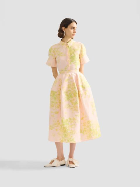Erdem FLROAL PRINT LINEN CHINE MIDI FULL SKIRT