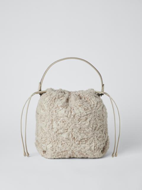 Brunello Cucinelli Dazzling flowers embroidery bag with shiny handle