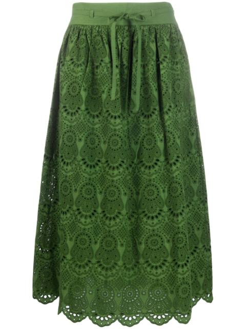 ULLA JOHNSON Clarabella eyelet-detail skirt