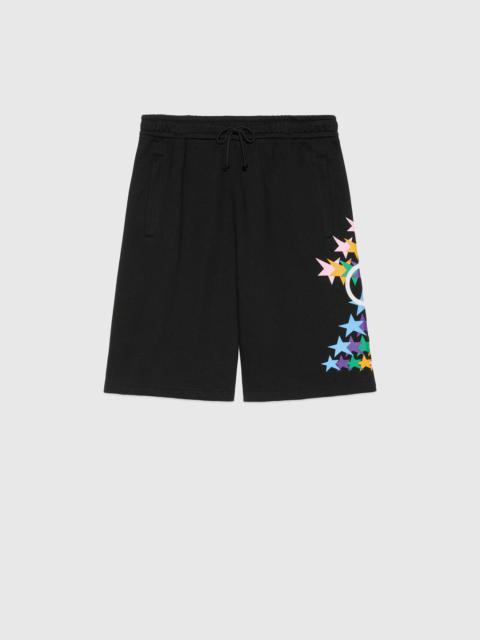 GUCCI Interlocking G star flash print cotton shorts